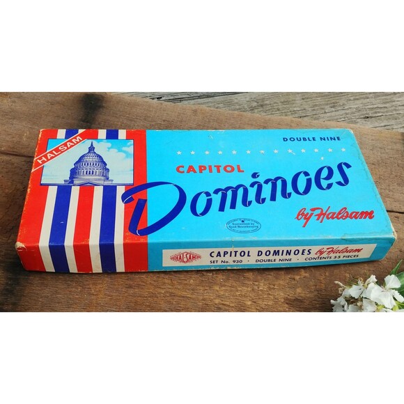 Vintage Double Nine Capitol Dominos By Halsam - Picture 1 of 10